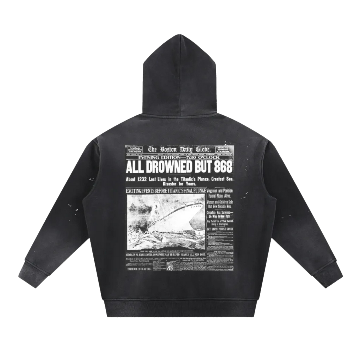 Graphic Newspaper Fleece Hoodie