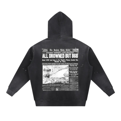Graphic Newspaper Fleece Hoodie